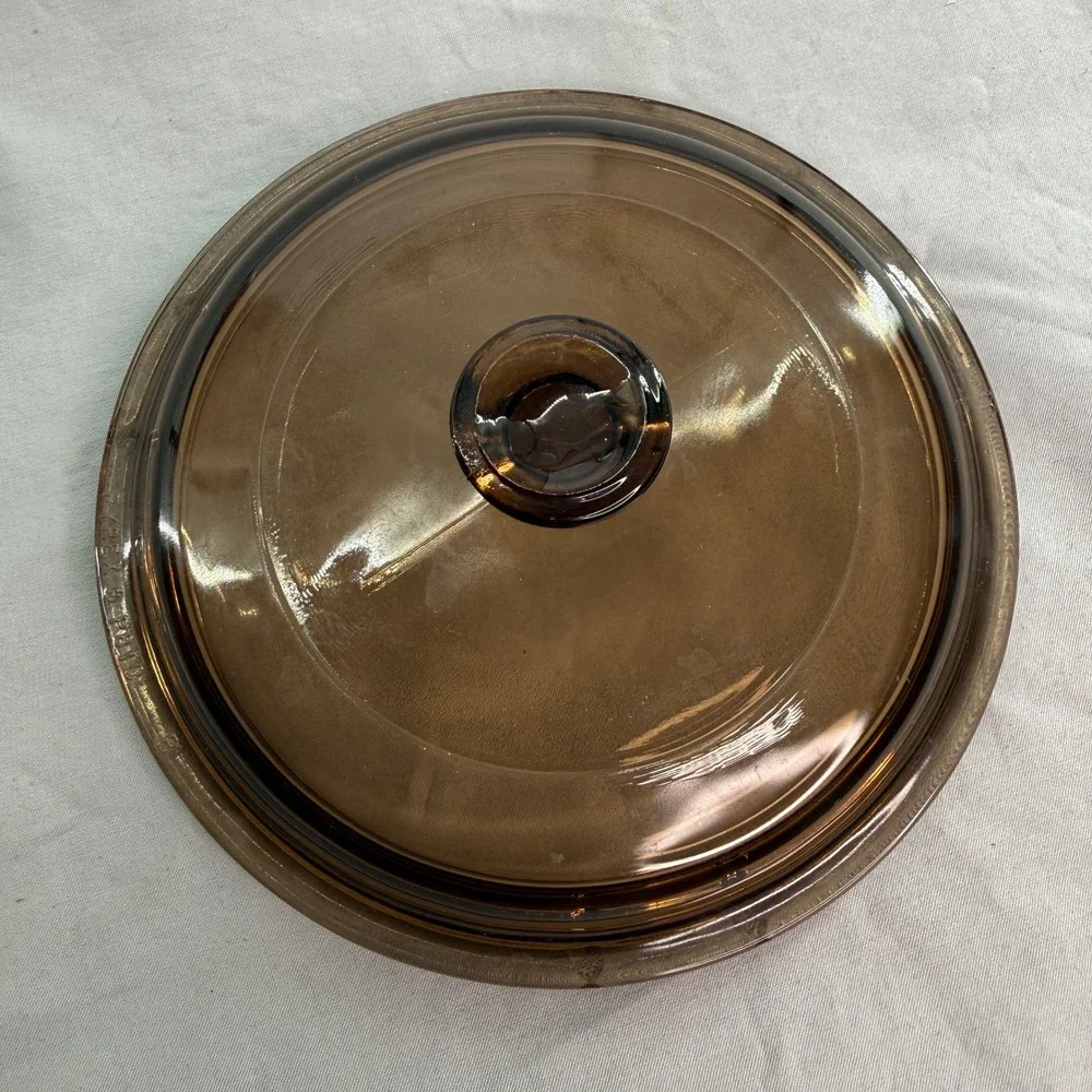 Vintage Pyrex Vision Amber Glass Replacement Lid P-81-C Round Brown 6 inch Cover